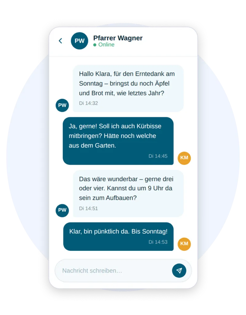 Smartphone with direct messages in ChurchDesk Connect
