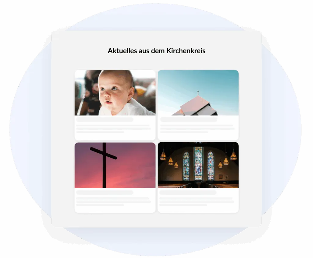 “Current news from the church district” section with integrated regional articles and events